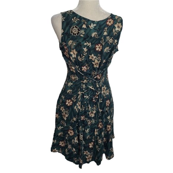 VINTAGE 90s‎ grunge floral mini dress corset tie up back sleeveless S - Picture 3 of 8